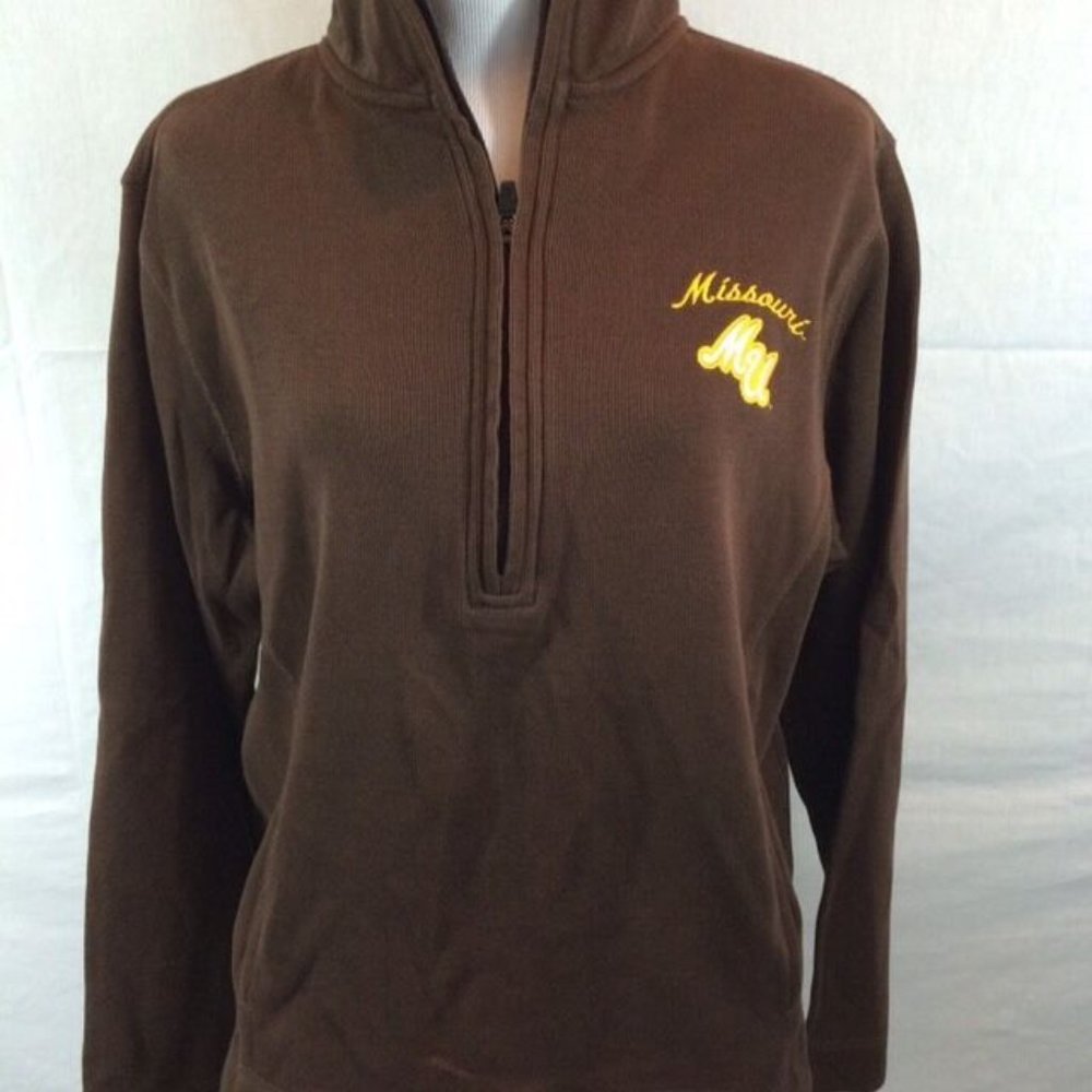 Missouri MU 1/2 Zip Long Sleeve Jacket Heavy - Pockets Sz L - Brown EUC